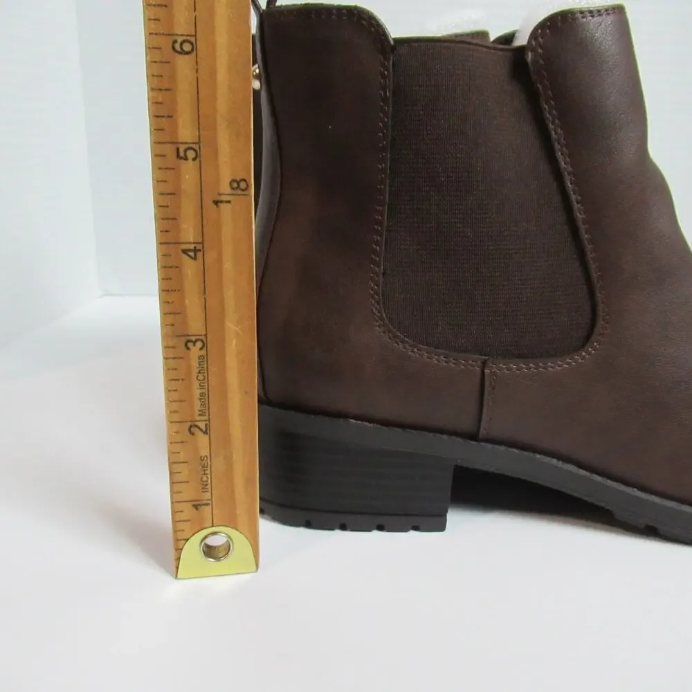 Simply Vera Boots 9.5 M Black Jaeger Buckle Ankle Bootie Faux Leather High Heel